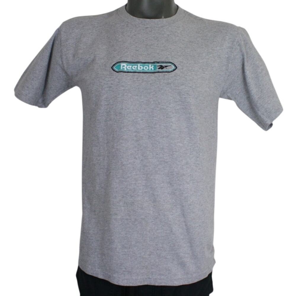 Vintage Reebok Shirt Mens M Gray Embroidered Logo Made USA 90s Tee